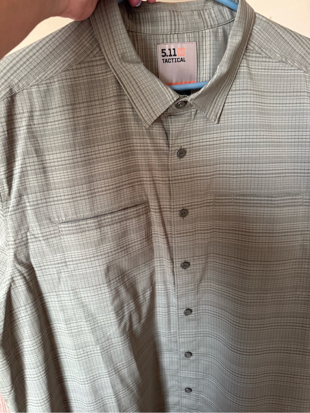 5.11 Tactical Men's Plaid Button-Up Shirt in Tan and Gray